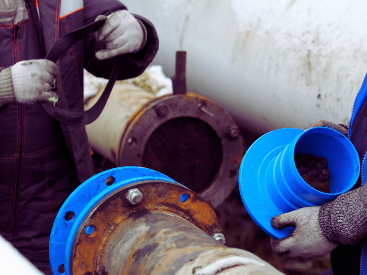 Plumbing team performing trenchless sewer repair