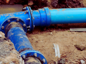 Damaged water line caused by soil movement